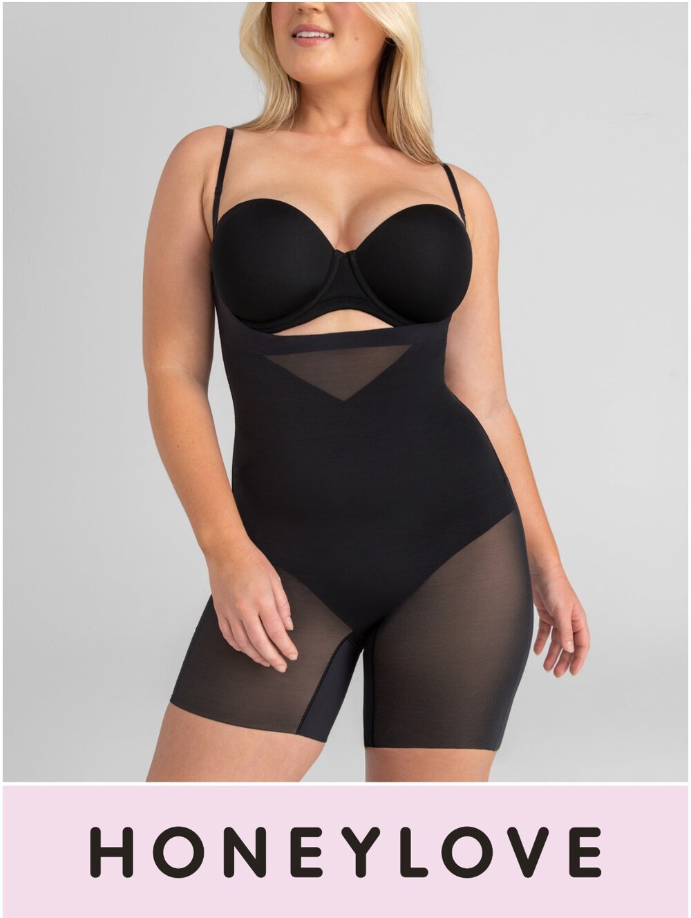 NWT Honeylove Open-Bust Mid-Thigh Bodysuit RUNWAY Size Large